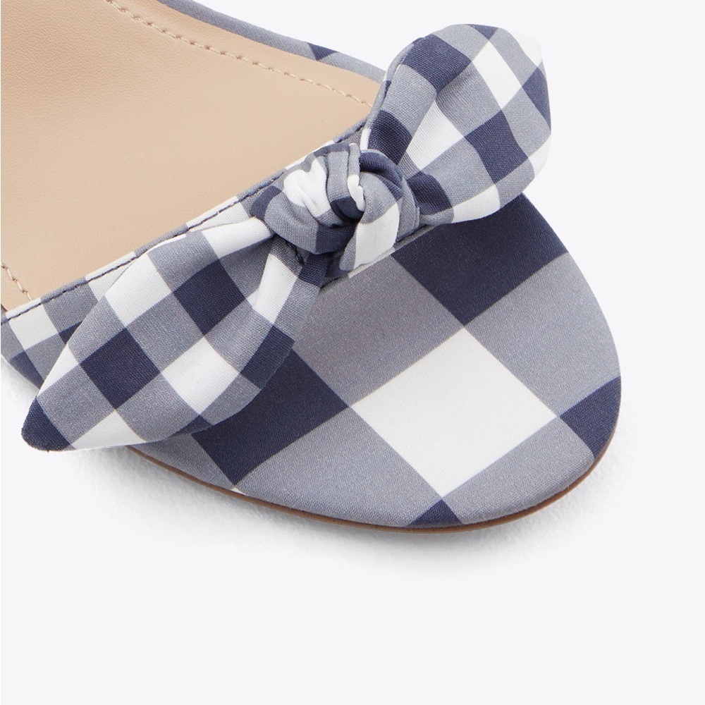 🆕Draper James Preston Block Heel Ankle Strap Sandals Nassau Navy White Gingham - Picture 5 of 9